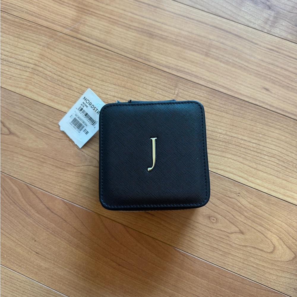 Nordstrom Black Jewelry Travel Case with Gold Zipper